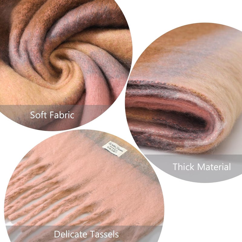 Premillow Women's Mohair Winter Scarf Pure Color, Warm Winter Scarf for Women and Men, Soft Luxurious Cashmere Feel Scarfs - Image 2